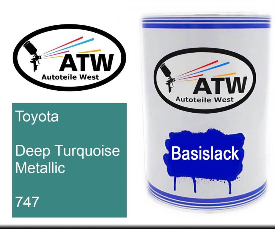 Toyota, Deep Turquoise Metallic, 747: 500ml Lackdose, von ATW Autoteile West.